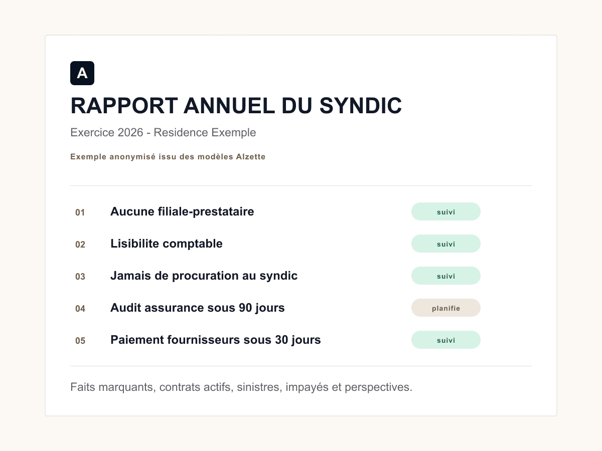 Extrait anonymisé du rapport annuel du syndic